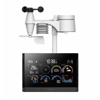 Sencor - Professionaalne ilmajaam värviline LCD ekraaniga ja äratuskell 5V/3xAAA + 3xAA