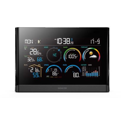 Sencor - Professionaalne ilmajaam värviline LCD ekraaniga ja äratuskell 5V/3xAAA + 3xAA