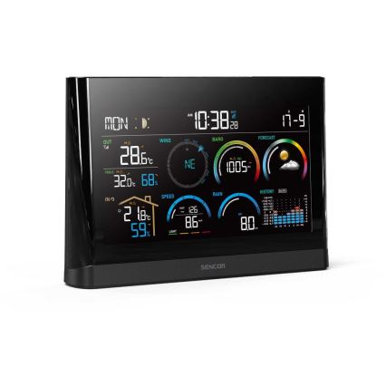 Sencor - Professionaalne ilmajaam värviline LCD ekraaniga ja äratuskell 5V/3xAAA + 3xAA