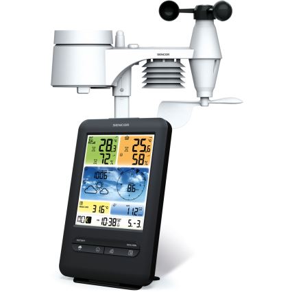 Sencor - Professionaalne ilmajaam värviline LCD ekraaniga 1xCR2032 + 3xAA Wi-Fi