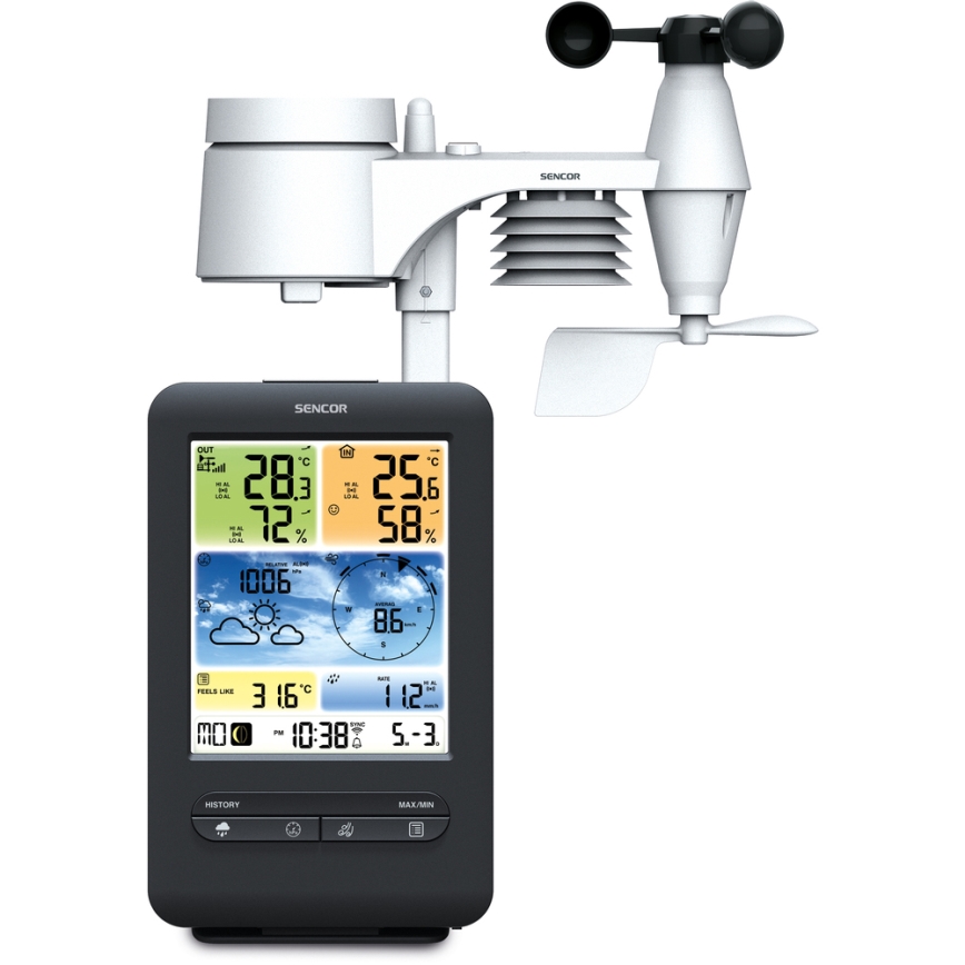 Sencor - Professionaalne ilmajaam värviline LCD ekraaniga 1xCR2032 + 3xAA Wi-Fi