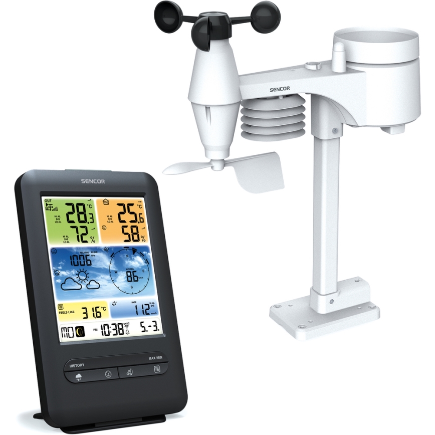 Sencor - Professionaalne ilmajaam värviline LCD ekraaniga 1xCR2032 + 3xAA Wi-Fi
