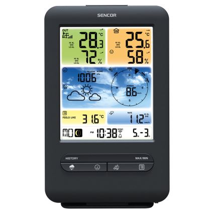 Sencor - Professionaalne ilmajaam värviline LCD ekraaniga 1xCR2032 + 3xAA Wi-Fi