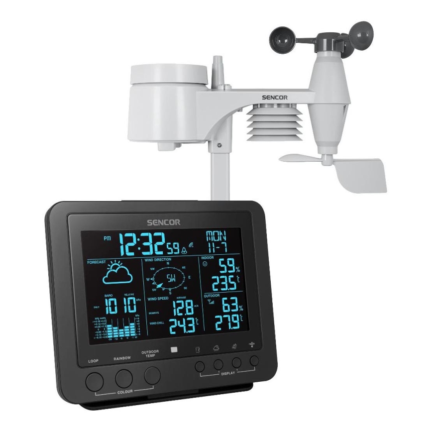 Sencor - Professionaalne ilmajaam värviline LCD ekraaniga 5V/1xCR2032 + 3xAA