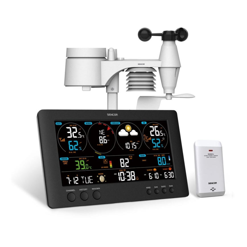 Sencor - Professionaalne ilmajaam värviline LCD ekraaniga 5V/1xCR2032 + 3xAA Wi-Fi