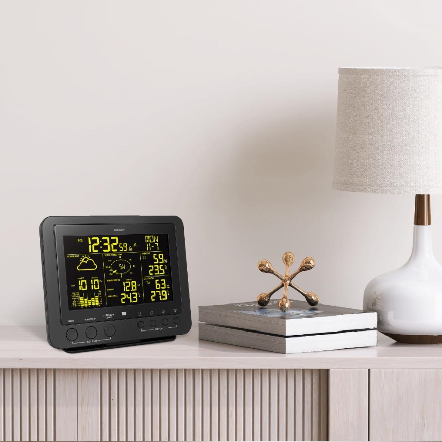 Sencor - Professionaalne ilmajaam värviline LCD ekraaniga 5V/1xCR2032 + 3xAA