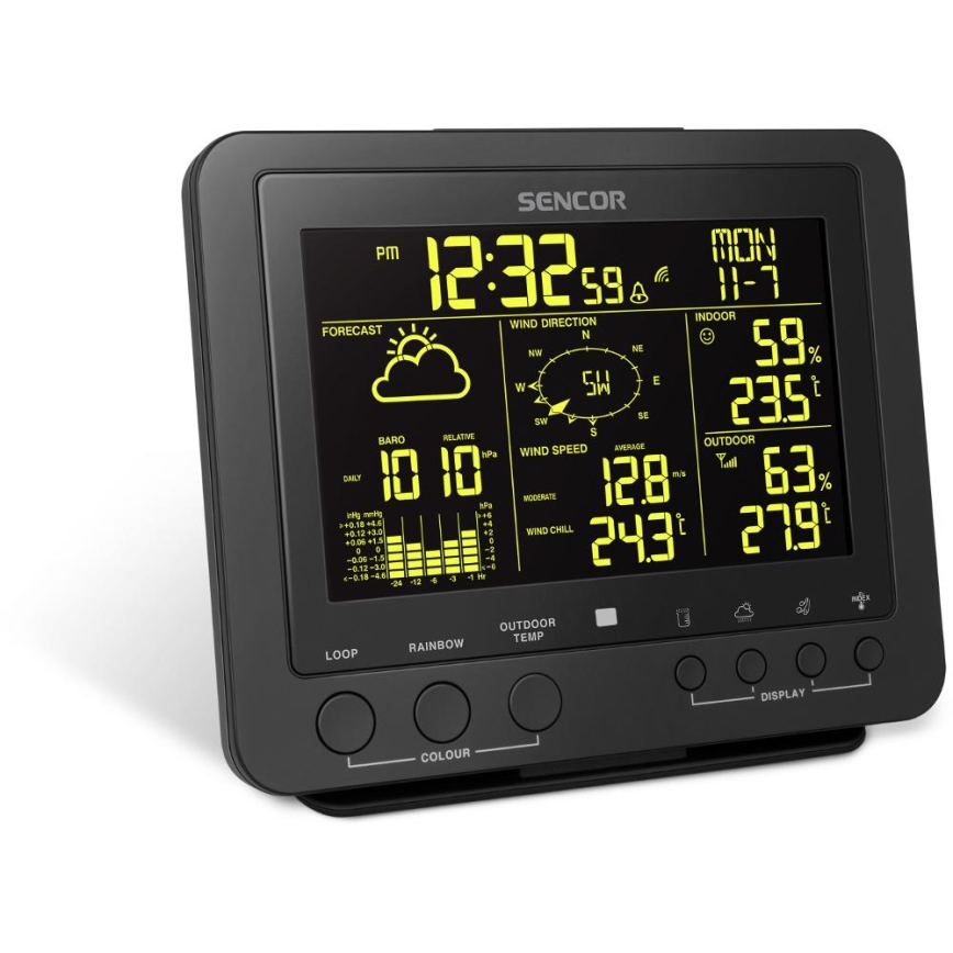 Sencor - Professionaalne ilmajaam värviline LCD ekraaniga 5V/1xCR2032 + 3xAA