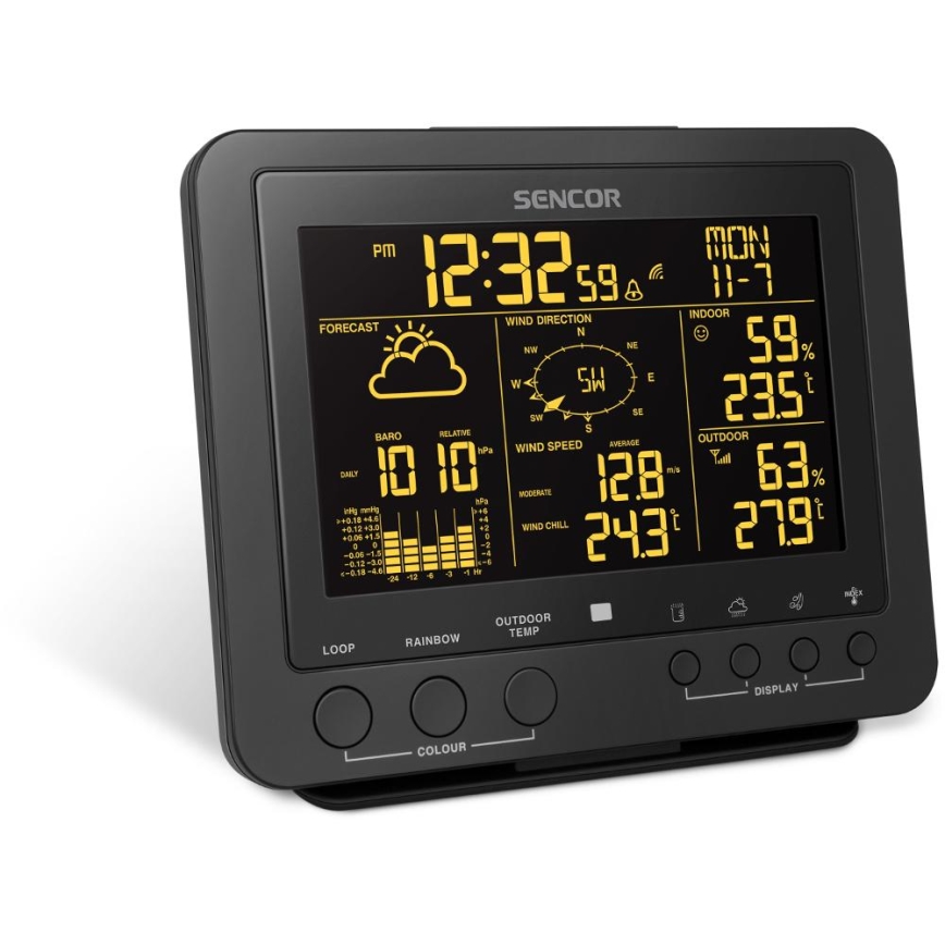 Sencor - Professionaalne ilmajaam värviline LCD ekraaniga 5V/1xCR2032 + 3xAA