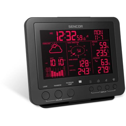 Sencor - Professionaalne ilmajaam värviline LCD ekraaniga 5V/1xCR2032 + 3xAA