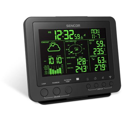 Sencor - Professionaalne ilmajaam värviline LCD ekraaniga 5V/1xCR2032 + 3xAA