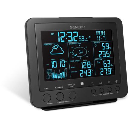 Sencor - Professionaalne ilmajaam värviline LCD ekraaniga 5V/1xCR2032 + 3xAA