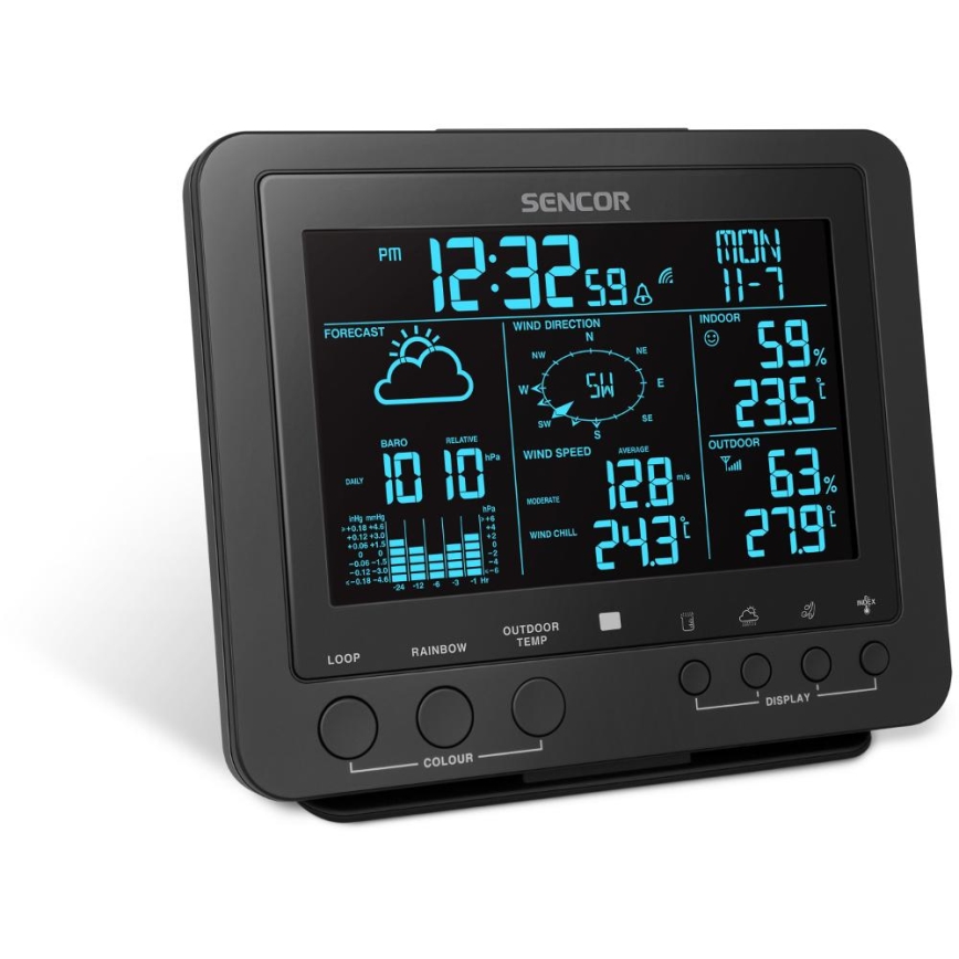 Sencor - Professionaalne ilmajaam värviline LCD ekraaniga 5V/1xCR2032 + 3xAA