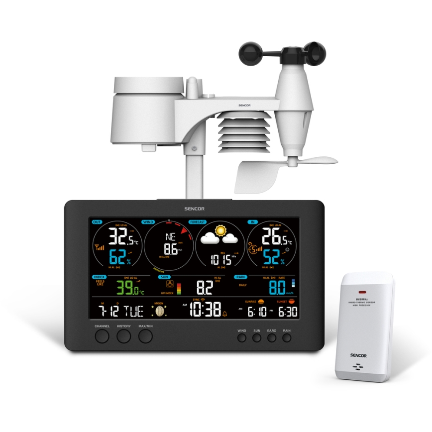 Sencor - Professionaalne ilmajaam värviline LCD ekraaniga 5V/1xCR2032 + 3xAA Wi-Fi