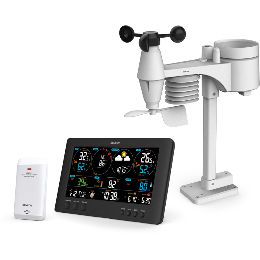 Sencor - Professionaalne ilmajaam värviline LCD ekraaniga 5V/1xCR2032 + 3xAA Wi-Fi