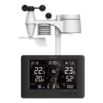 Sencor - Professionaalne ilmajaam värviline LCD ekraaniga ja äratuskell 5V/1xCR2032 + 3xAA