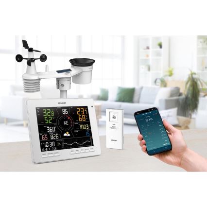 Sencor - Professionaalne ilmajaam värvilise LCD-ekraaniga 5V 1xCR2032 + 3xAA + 2xAA Wi-Fi Tuya