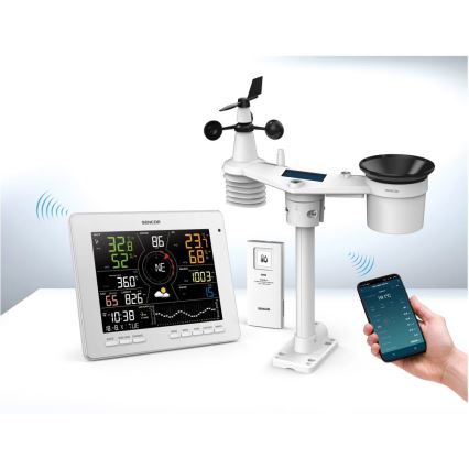 Sencor - Professionaalne ilmajaam värvilise LCD-ekraaniga 5V 1xCR2032 + 3xAA + 2xAA Wi-Fi Tuya