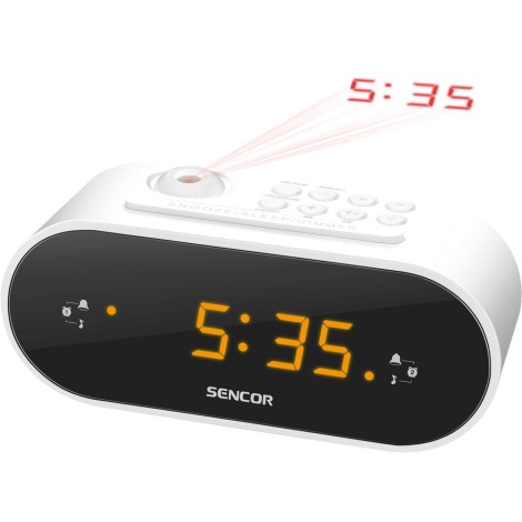 Sencor - Raadio-äratuskell LED ekraani ja projektoriga 5W/230V valge