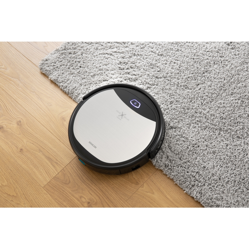 Sencor - Robottolmuimeja koos mopiga 2-ühes 25W 2600 mAh Wi-Fi must/hõbe + pult