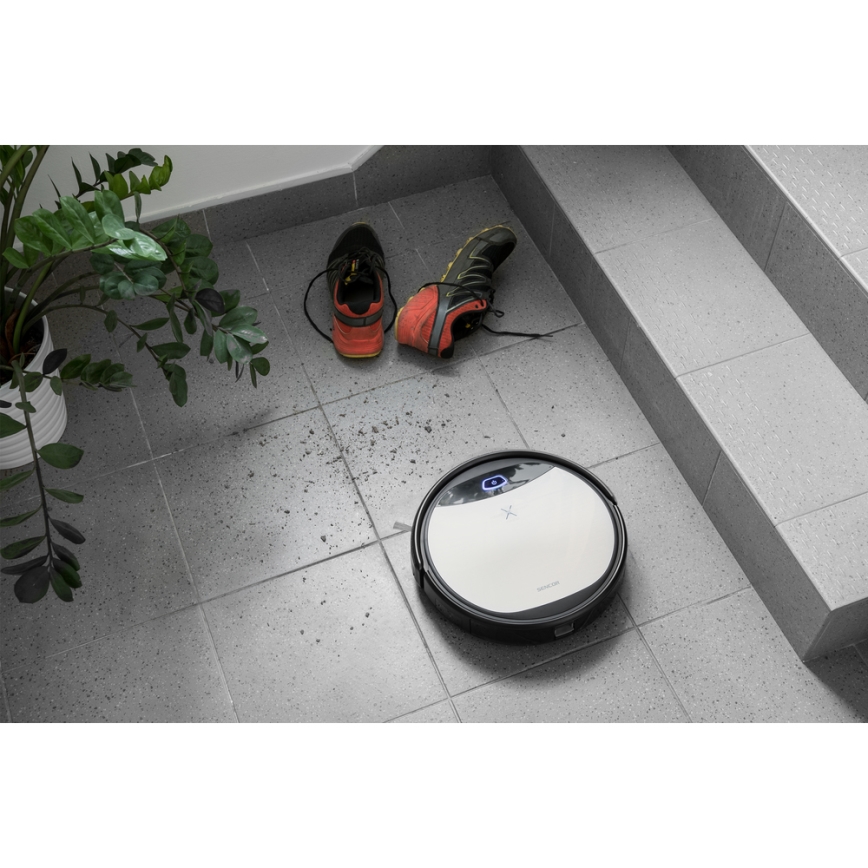 Sencor - Robottolmuimeja koos mopiga 2-ühes 25W 2600 mAh Wi-Fi must/hõbe + pult