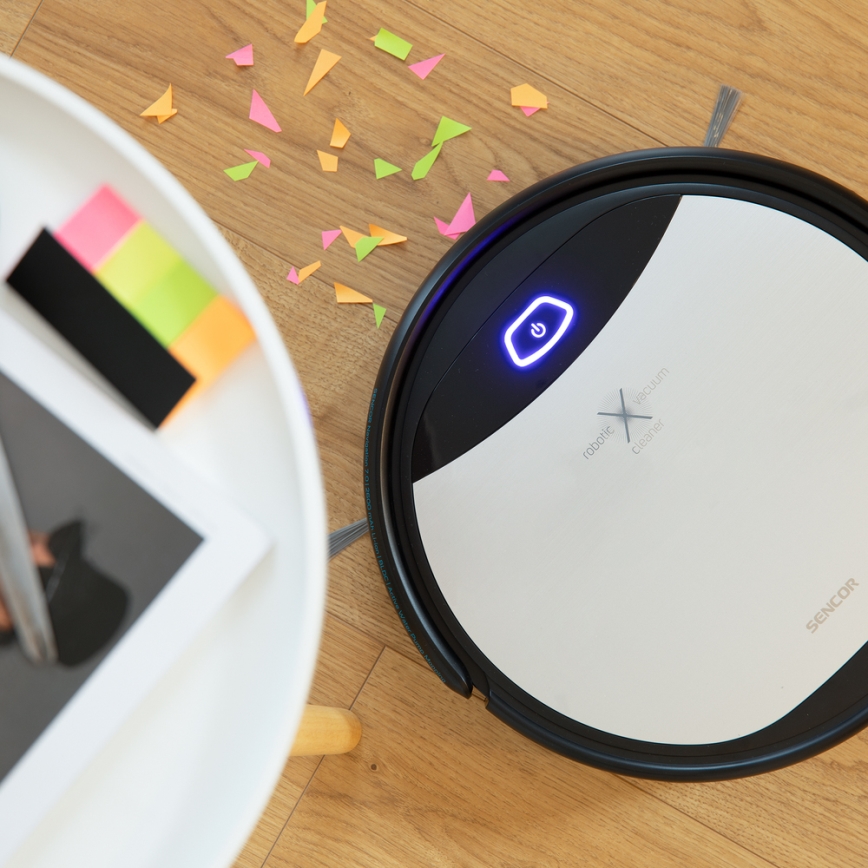 Sencor - Robottolmuimeja koos mopiga 2-ühes 25W 2600 mAh Wi-Fi must/hõbe + pult