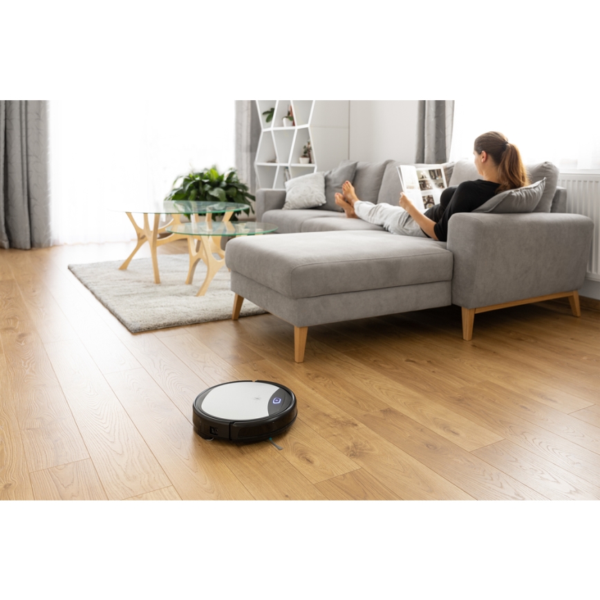 Sencor - Robottolmuimeja koos mopiga 2-ühes 25W 2600 mAh Wi-Fi must/hõbe + pult