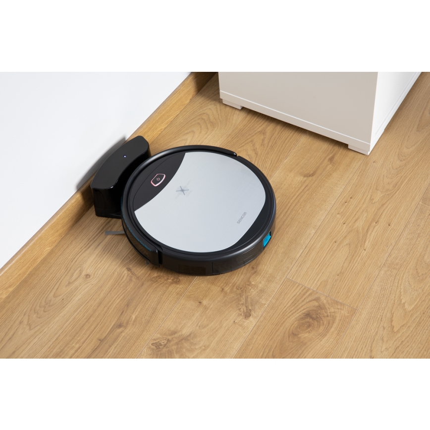Sencor - Robottolmuimeja koos mopiga 2-ühes 25W 2600 mAh Wi-Fi must/hõbe + pult