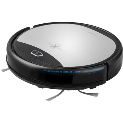 Sencor - Robottolmuimeja koos mopiga 2-ühes 25W 2600 mAh Wi-Fi must/hõbe + pult