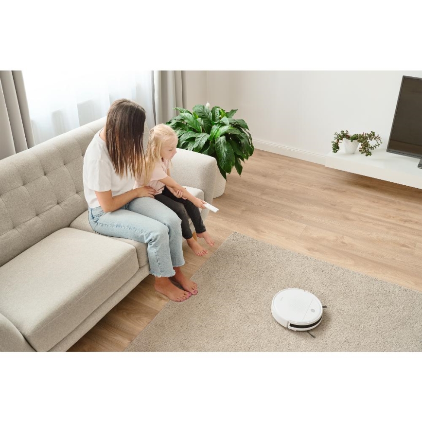 Sencor - Robottolmuimeja mopiga 2in1 18W/1500 mAh valge + kaugjuhtimispult