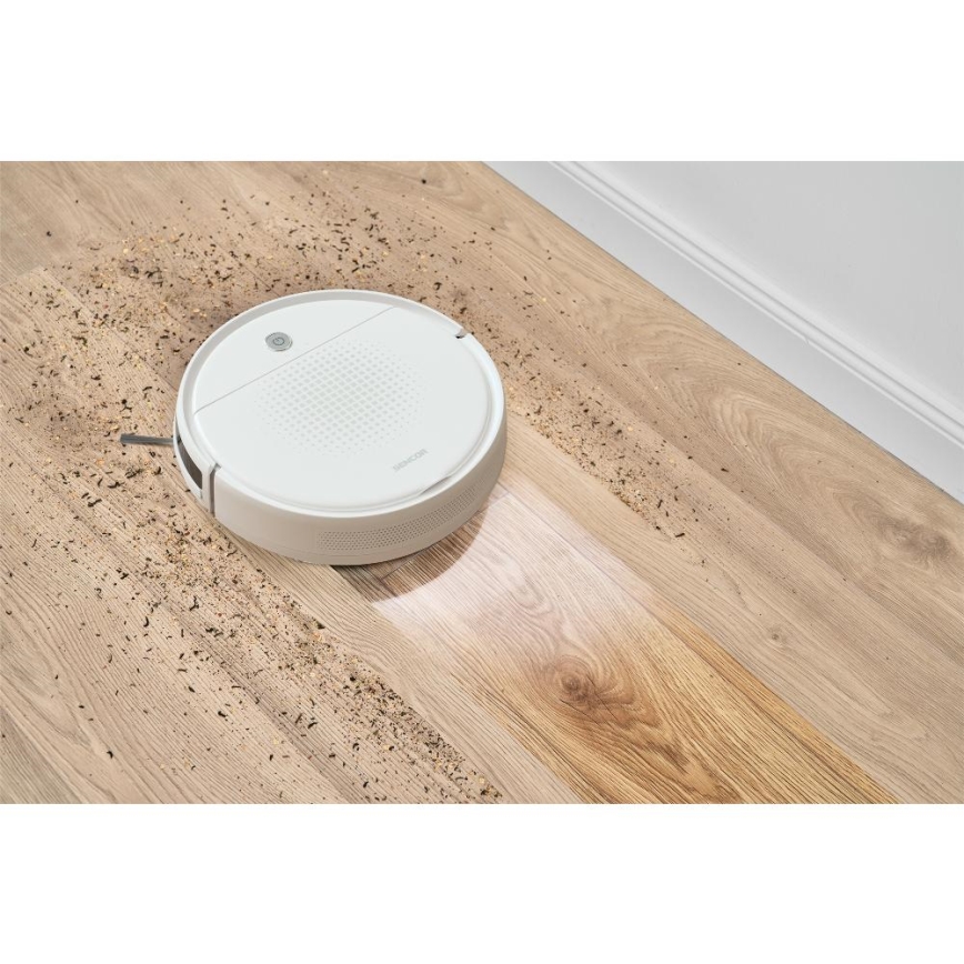 Sencor - Robottolmuimeja mopiga 2in1 18W/1500 mAh valge + kaugjuhtimispult