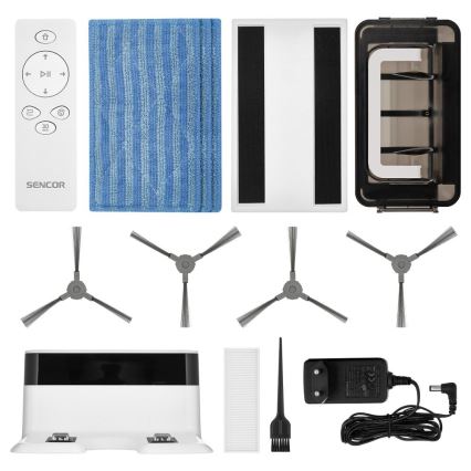 Sencor - Robottolmuimeja mopiga 2in1 18W/1500 mAh valge + kaugjuhtimispult