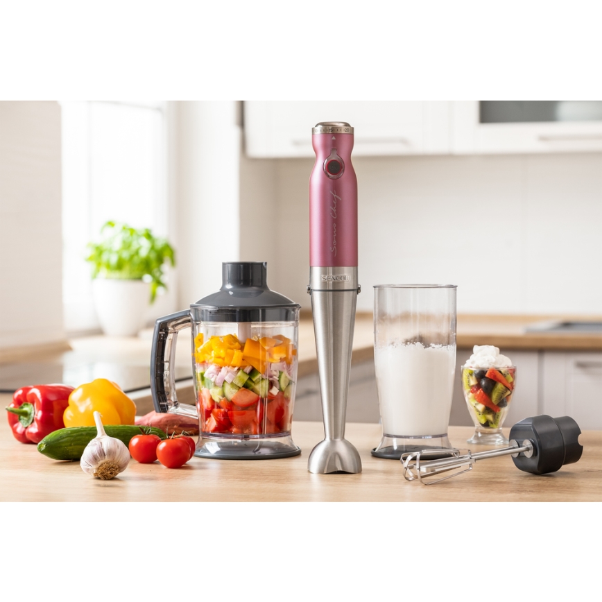 Sencor - Saumikser 4in1 1200W/230V roostevaba teras/roosa