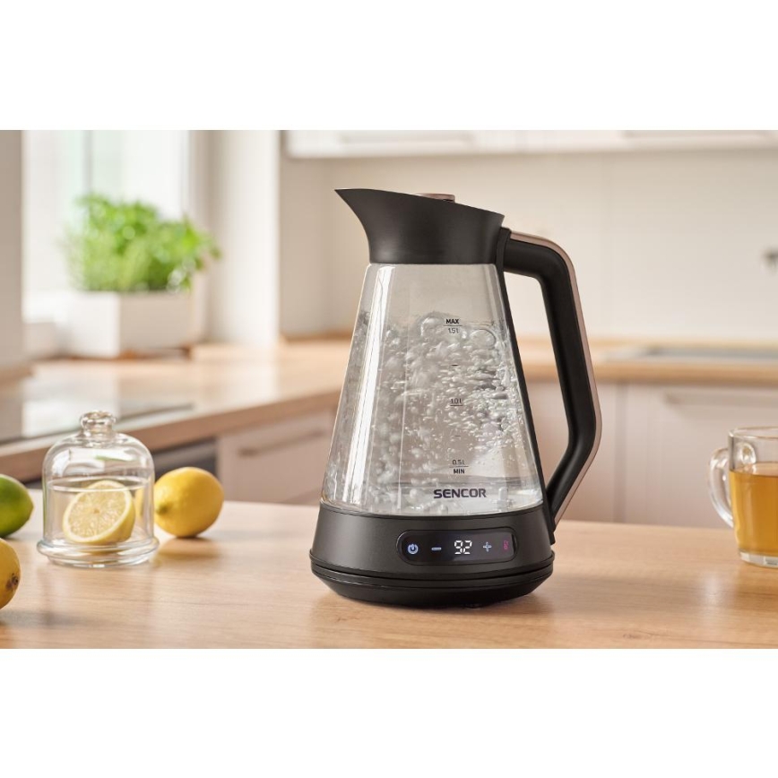 Sencor - Termoregulatsiooniga kiirveekeetja 1,5 l 2150W/230V must/roosakuldne