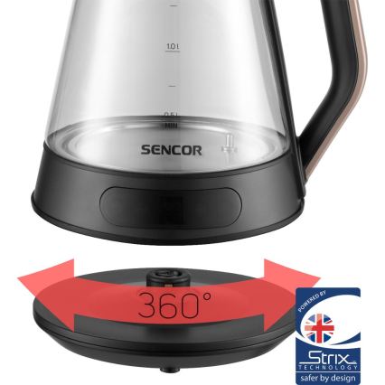 Sencor - Termoregulatsiooniga kiirveekeetja 1,5 l 2150W/230V must/roosakuldne