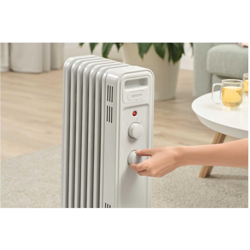 Sencor - valge õliradiaator 7 ribiga, 600/900/1500 W, 230 V