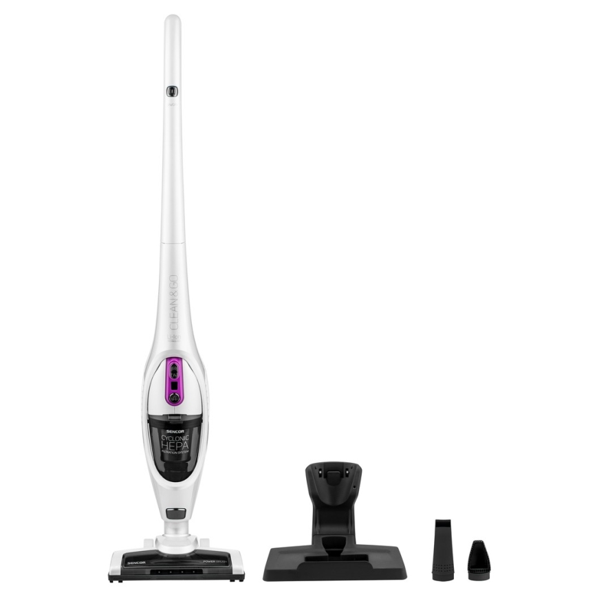 Sencor - Varstolmuimeja koos elektrilise keerleva harjaga 2-ühes 110W/14,8V 2200 mAh valge