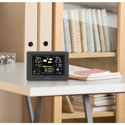 Sencor - Värvilise LCD-ekraaniga ilmajaam, 3xAA + 2xAA, must