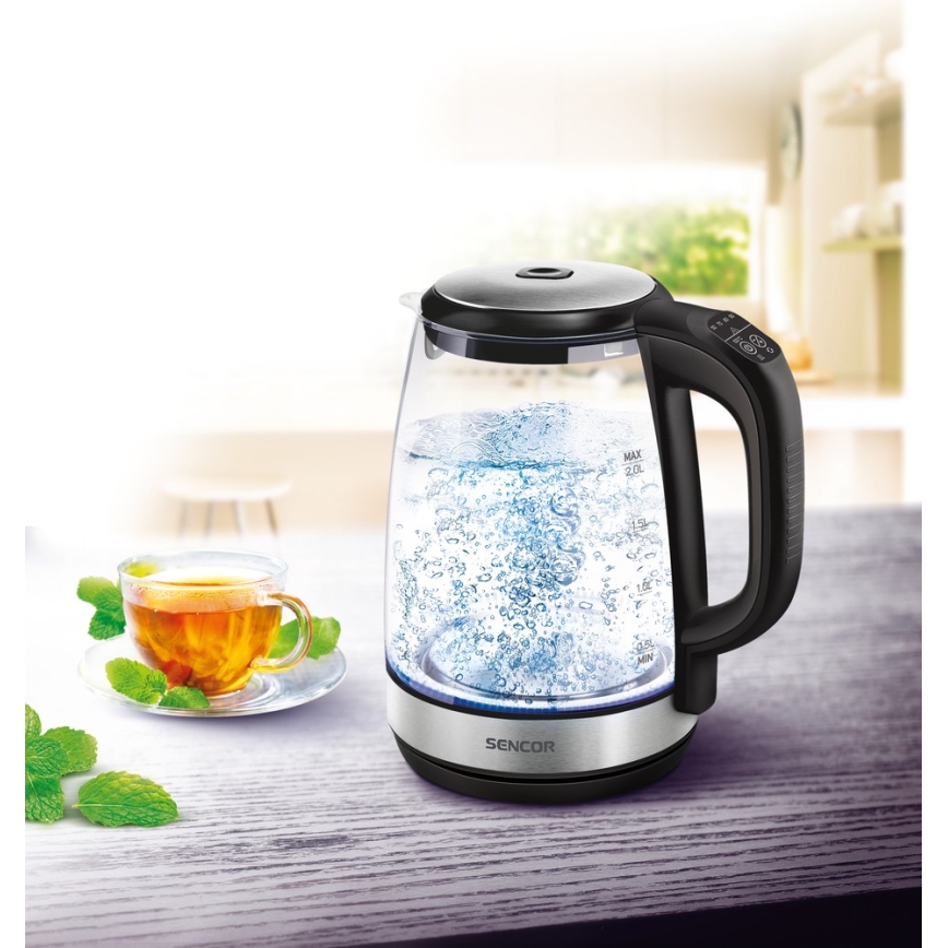 Sencor - Veekeetja termoregulatsiooni ja LED taustvalgustusega 2 l 2200W/230V