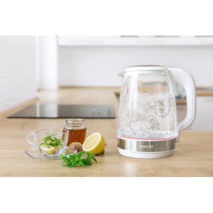 Sencor - Veekeetja termoregulatsiooni ja LED taustvalgustusega 2 l 2200W/230V valge