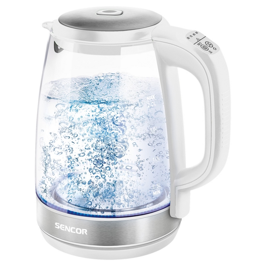 Sencor - Veekeetja termoregulatsiooni ja LED taustvalgustusega 2 l 2200W/230V valge