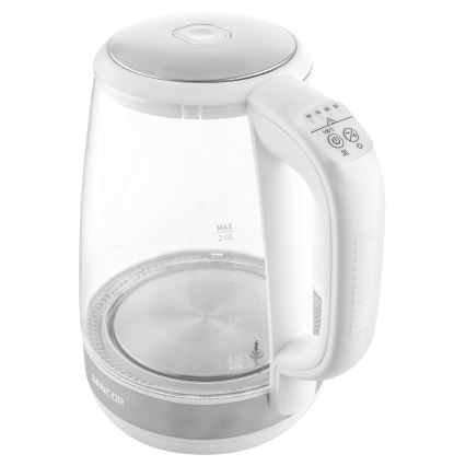 Sencor - Veekeetja termoregulatsiooni ja LED taustvalgustusega 2 l 2200W/230V valge