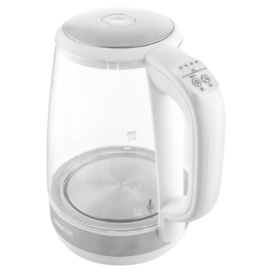 Sencor - Veekeetja termoregulatsiooni ja LED taustvalgustusega 2 l 2200W/230V valge