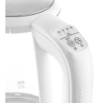 Sencor - Veekeetja termoregulatsiooni ja LED taustvalgustusega 2 l 2200W/230V valge