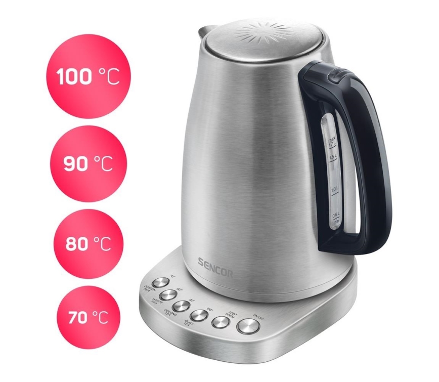 Sencor - Veekeetja termoregulatsiooniga 1,7 l 2200W/230V roostevaba teras