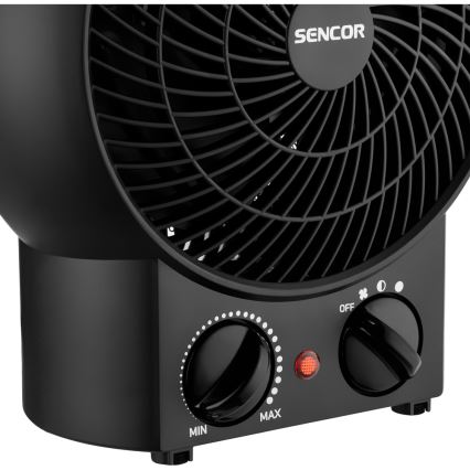 Sencor - Ventilaator kütteelemendiga 1200/2000W/230V must