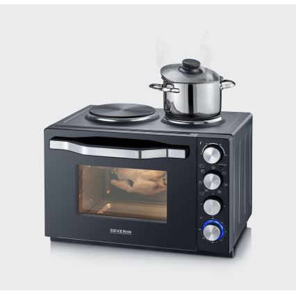 Severin TO 2074 - kuumaõhuga ahi grilliga ja keedukettadega, 2500 W/230 V, 30 l, must