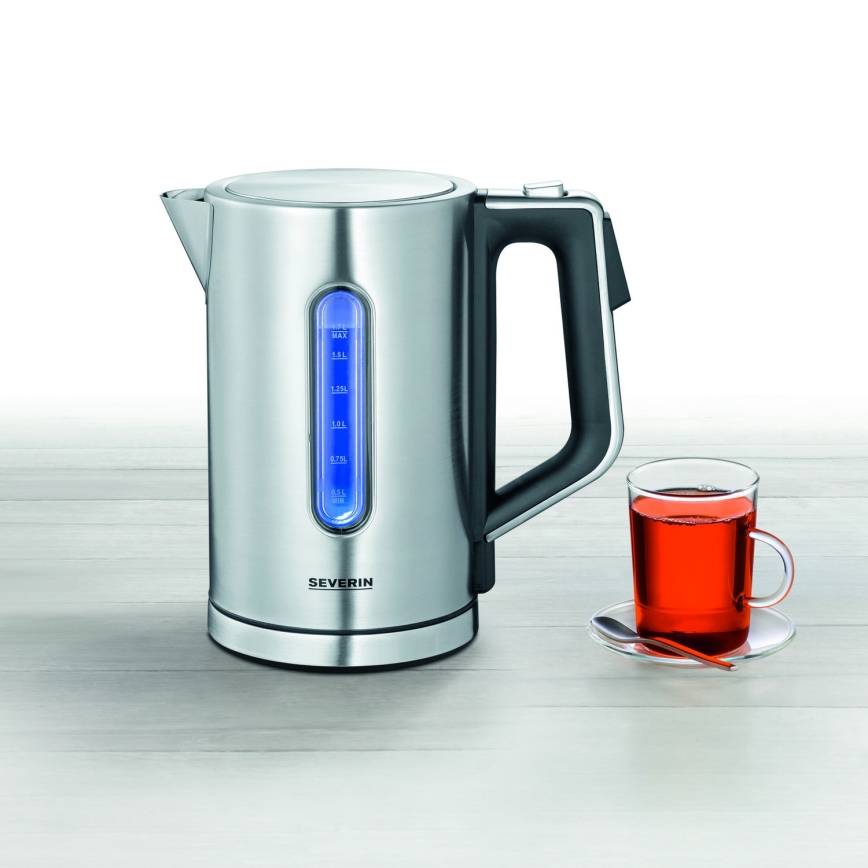 Severin WK 3418 - kiire kuumutusega elektriline veekeetja 1,7 l 3000W/230V roostevaba teras/must
