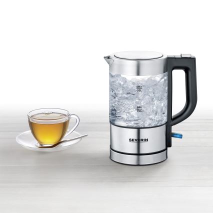 Severin WK 3472 - 0,5 l elektriline veekeetja, 1100 W/230 V, roostevaba teras/klaas