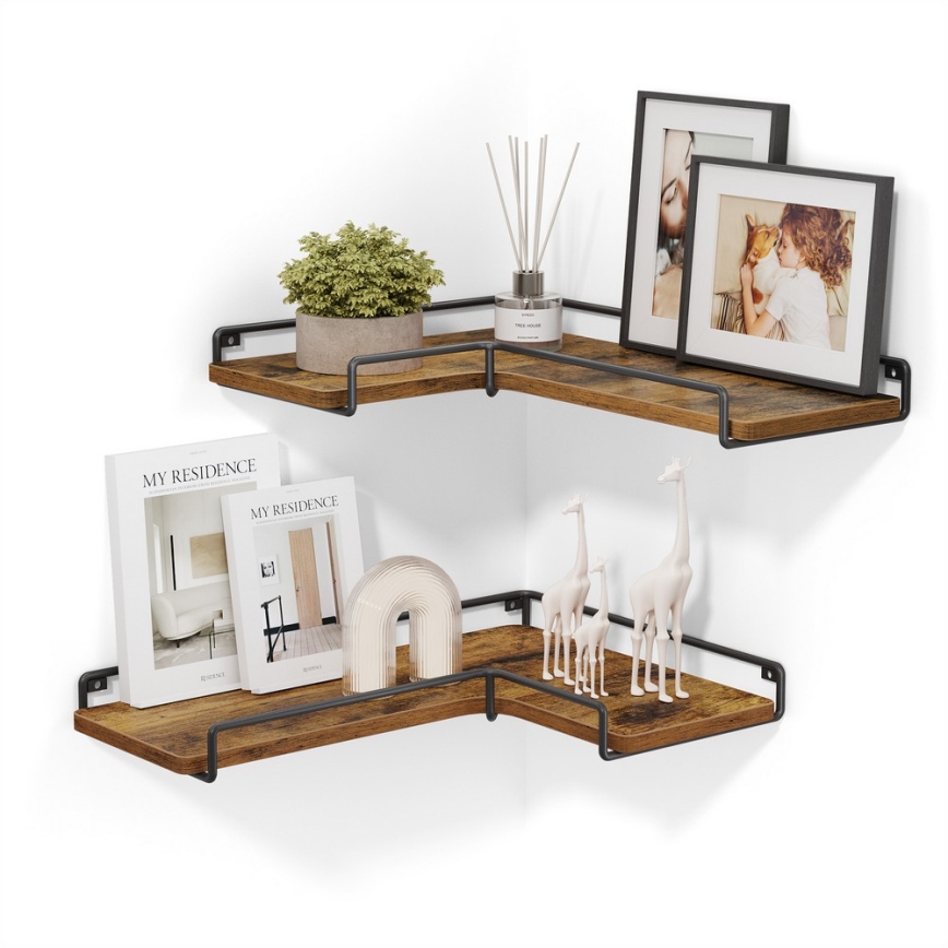 SHELFY 2-osaline seinariiulite komplekt, pruun/must