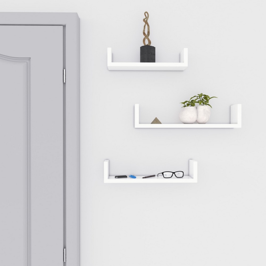 SHELFY 3‑osaline seinariiulite komplekt, valge
